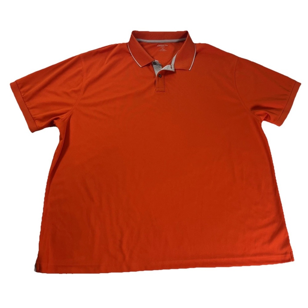 Claiborne Men's Size 3XL Orange Stretch Polyester Polo Shirt Casual Preppy Golf